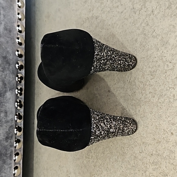 Black Suede Glitter Block Heels Pumps size6 - Picture 3 of 6